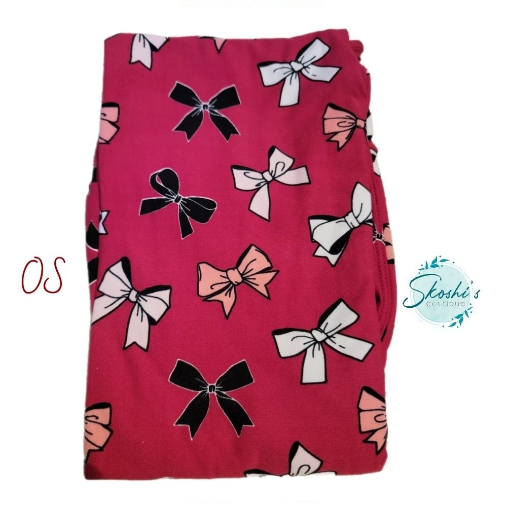 LuLaRoe Pink Leggings with Bow Print